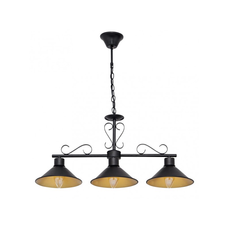 Colgante Azalea negro/oro 3xE27 Fabrilamp